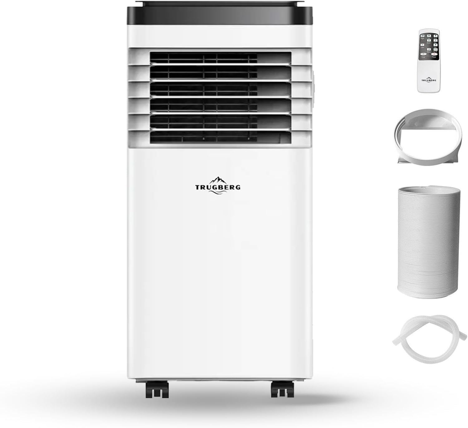 TRUGBERG Portable Air Conditioner 9000 BTU 4-in-1 Dehumidifier, Cooling Fan with 2 Speeds, Remote Control, Digital Display,Up to 300ft Rooms, 24 Hour Timer.