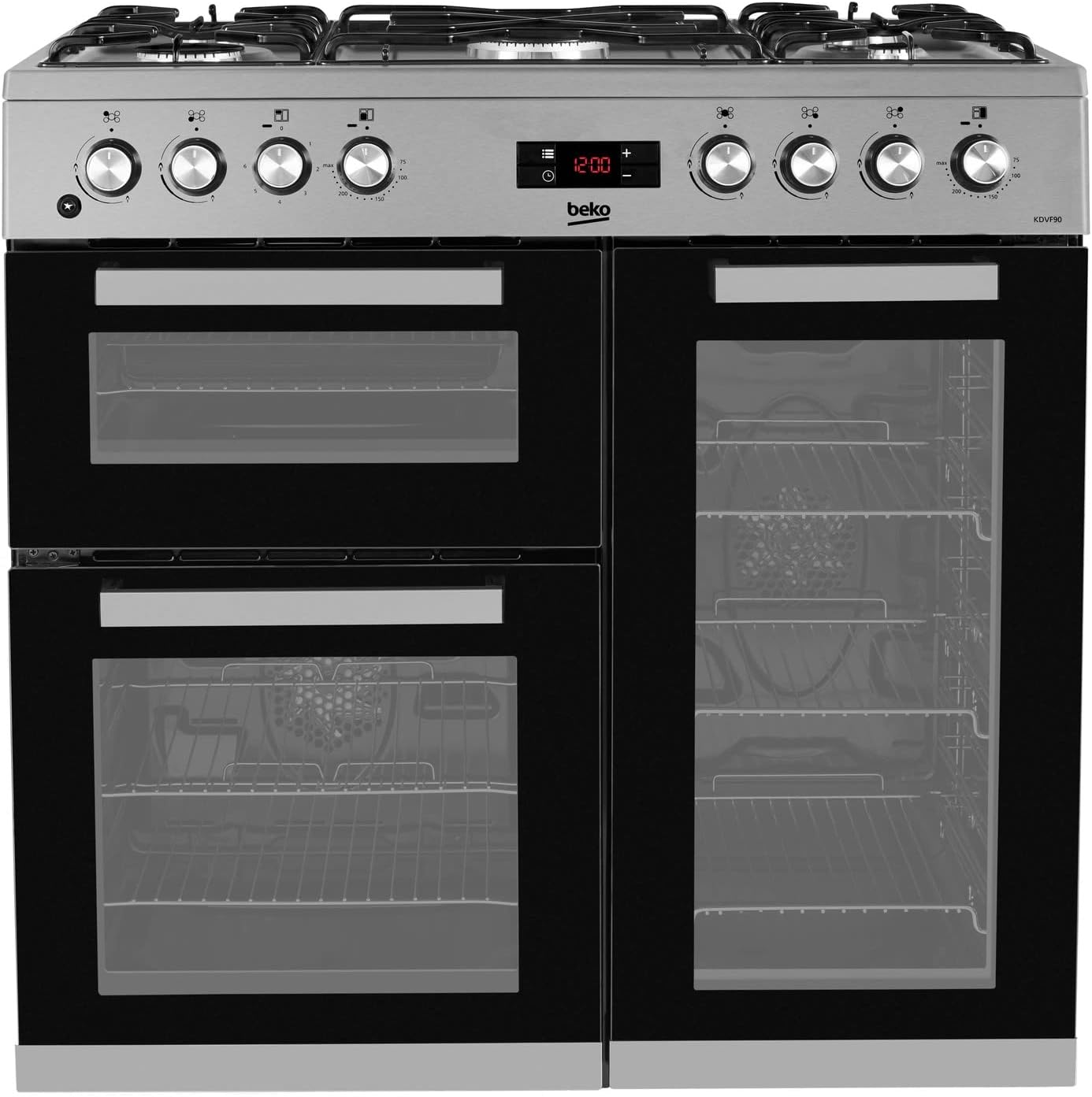 Beko 90cm Dual Fuel Range Cooker - Stainless Steel.