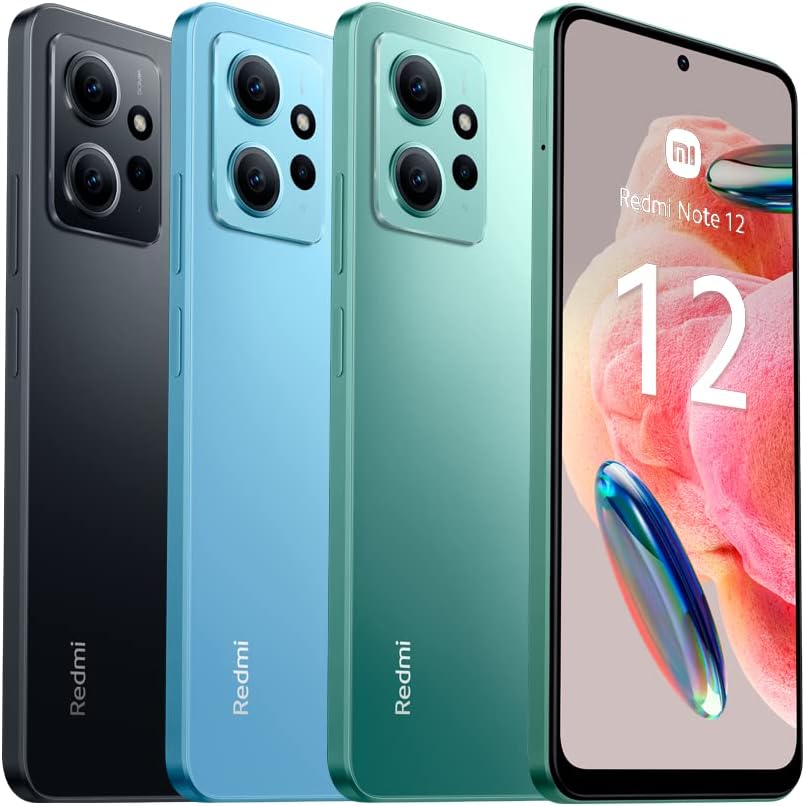 Xiaomi Redmi Note 12 Smartphone, 4 + 128 GB, 6.67 Inch FHD+ AMOLED DotDisplay, 5,000 mAh, 50 MP Camera, 33 W Fast Charging, Dual SIM, Ice Blue (UK Version 2 Year Warranty).