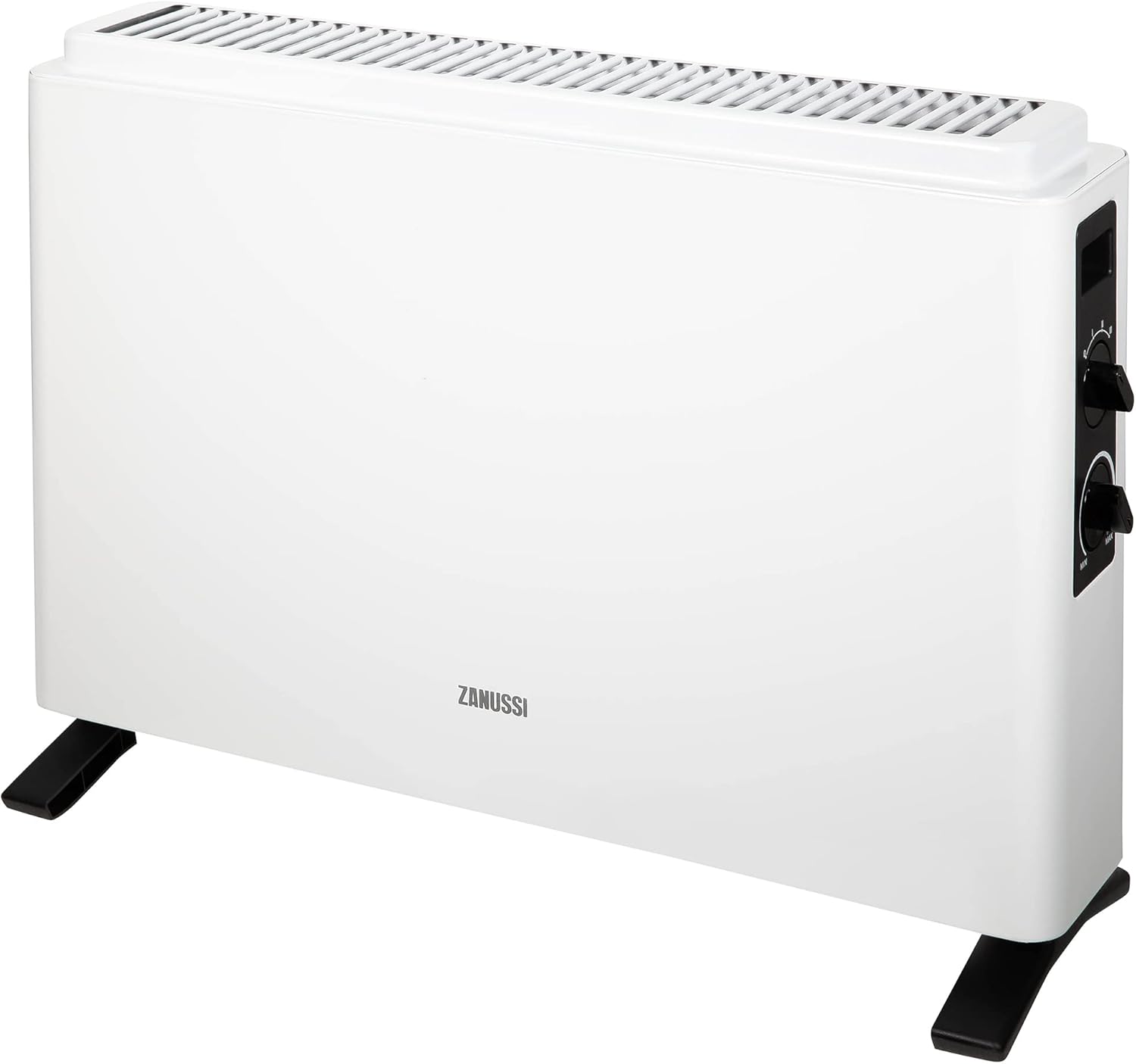 Zanussi 2000W/2KW Electric Convector Heater, Freestanding Radiator in Black with 3 Adjustable Heat Settings, Dial Controls, Integrated Handle, Overheat Protection ZCVH4004B, 2 Year Guarantee.