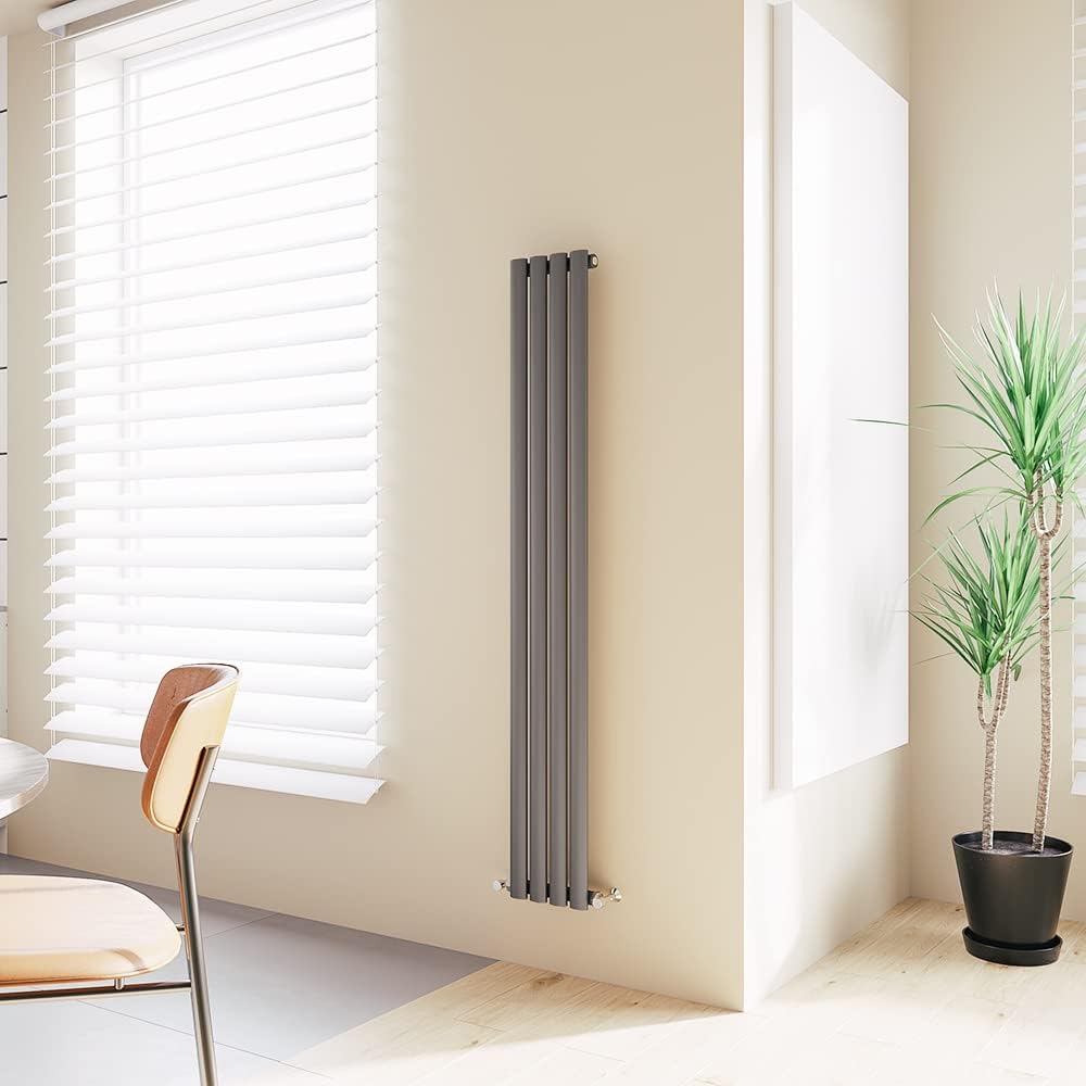 Horizontal Radiator Oval Column Designer Central Heating Rad 600x1593mm Double Anthracite.