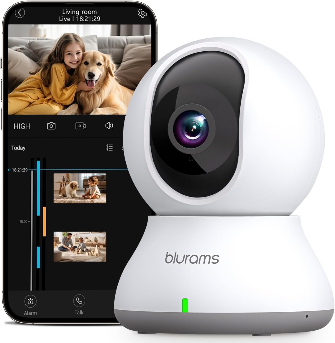 blurams Pet Camera 2K, Indoor Camera, Dog Camera, 360° Home Security Camera, WiFi Baby Monitor, Night Vision, Motion Tracking, 2-Way Talk, Cloud&SD, APP Control, Works with Alexa(2.4GHz Only).