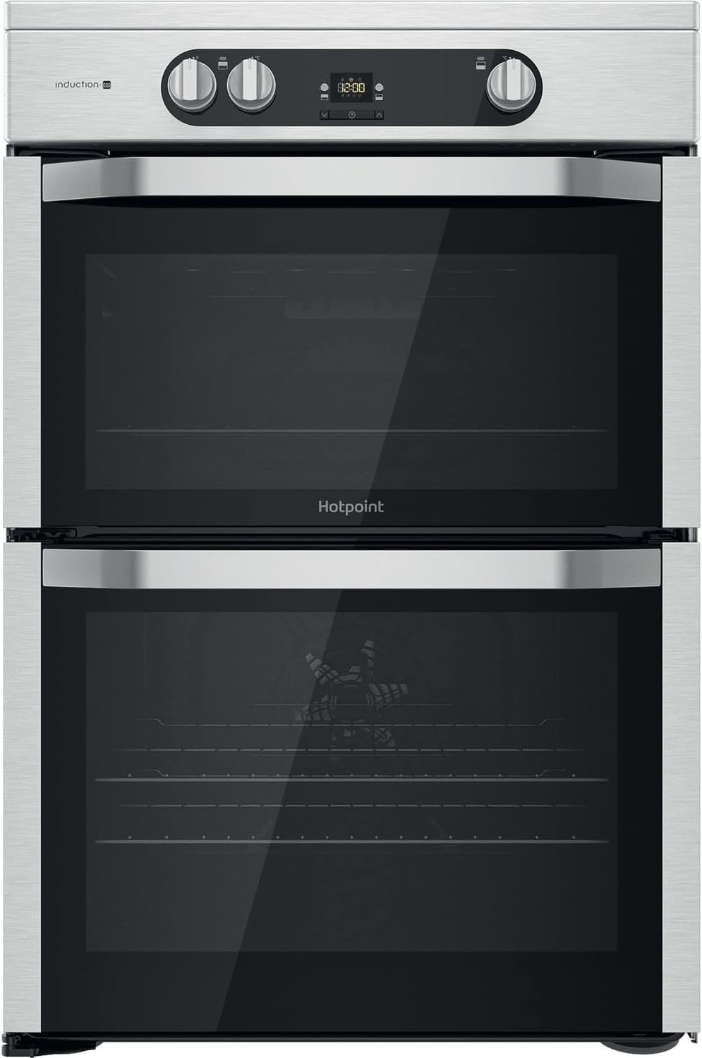 Hotpoint 60cm Double Oven Induction Electric Cooker - Stainless Steel.