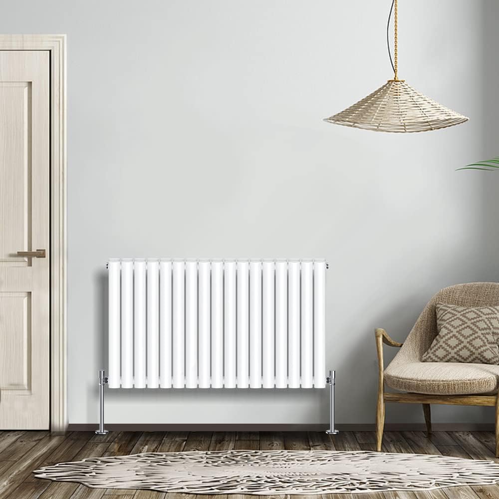 NRG Modern Radiator Black 600x590mm Single Oval Panel Heater Interior Designer Horizontal Bathroom Radiators.