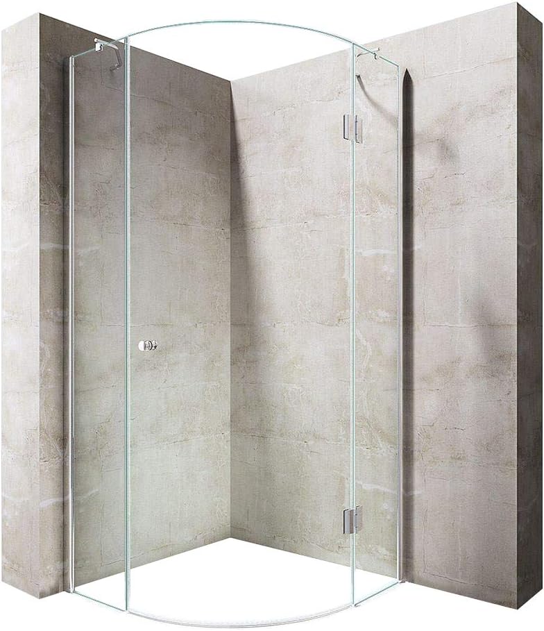 Durovin Bathrooms 900 x 900mm Quadrant Frameless Shower Enclosure - Hinged Door Corner Entry - 8mm Safety Clear Glass - with Acrylic Shower Tray.