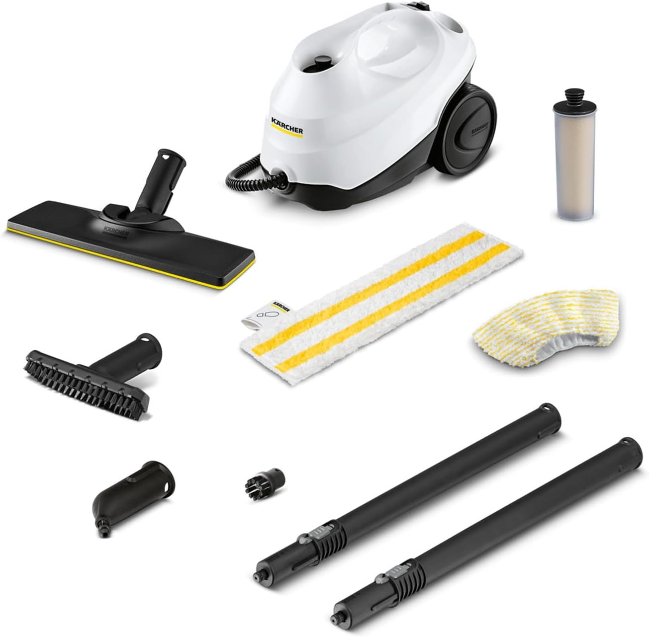 Kärcher Steam Cleaner SC 3 EasyFix, steam pressure: max. 3.5 bar, heating time: 30 s, power: 1900 W, surface power: 75 m², tank: 1 l, with descaling cartridge, floor cleaning kit and nozzles         Import  Single ASIN  Import  Multiple ASIN    ×Product c.