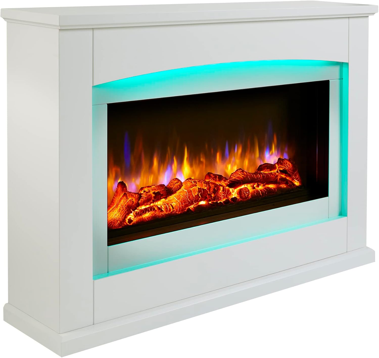 Endeavour Fires Danby Electnic Fireplace Suite 48" and Realistic Flame Effect Fire with 7 Day Programmable Remote Control In an Off White Surround.