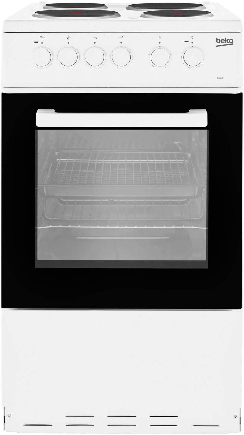 Beko KS530W 50cm Single Oven Electric Cooker With Sealed Plate Hob - White.