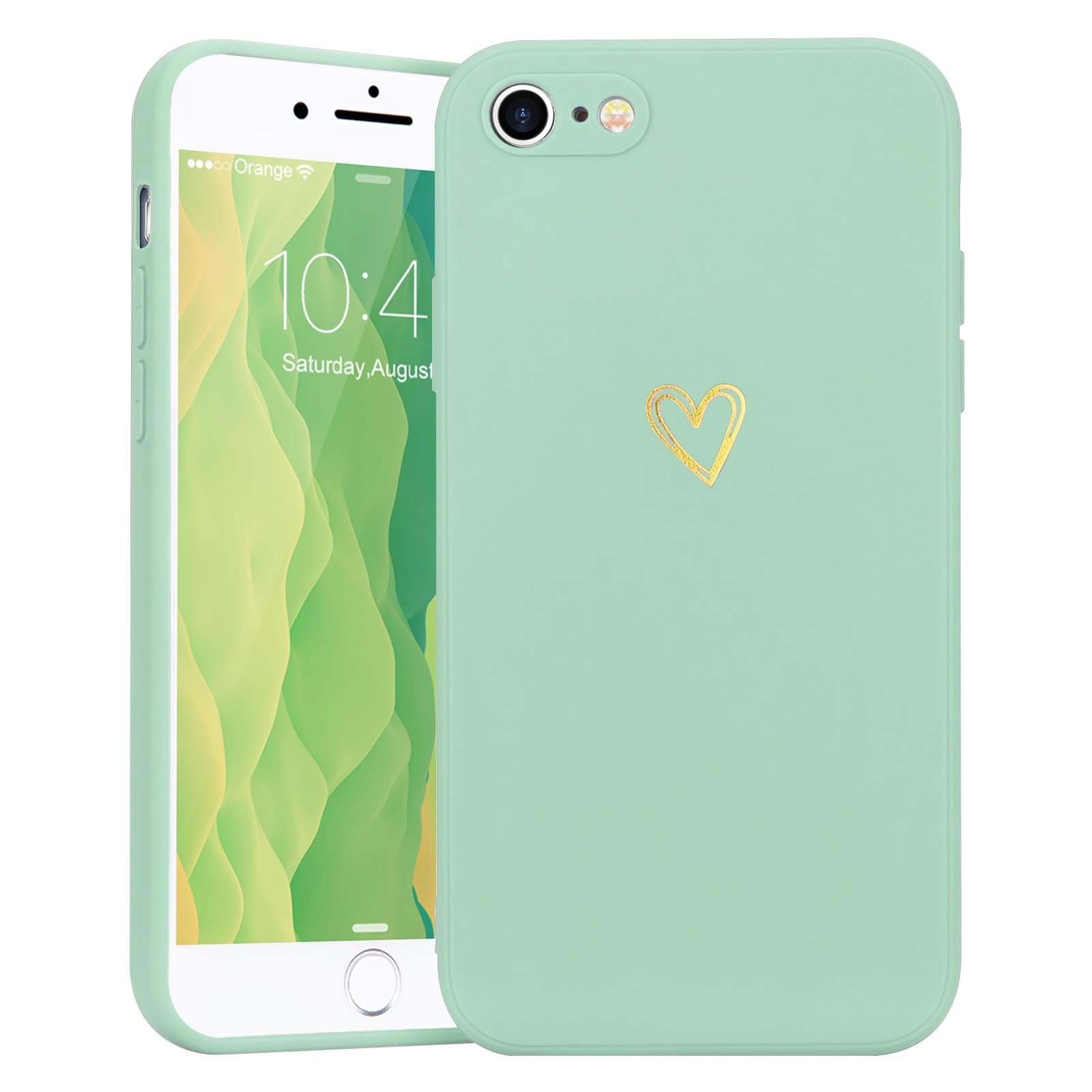 Wirvyuer Compatible with iPhone SE Case 2022/2020, iPhone 8 iPhone 7 Phone Case for Women Girls Silky Soft Protective Shockproof Silicone Phone Case with Cute Heart Pattern Design, Blue.