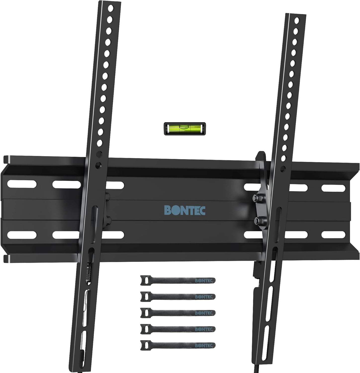 BONTEC Ultra Slim TV Wall Bracket Mount for 23-60 inchs LCD LED Plasma TVs, Low Profile Tilt TV Wall Mount up to VESA 400x400mm, 45kg Weight Capacity with Spring Locking System, Includes 5 Cable Ties.