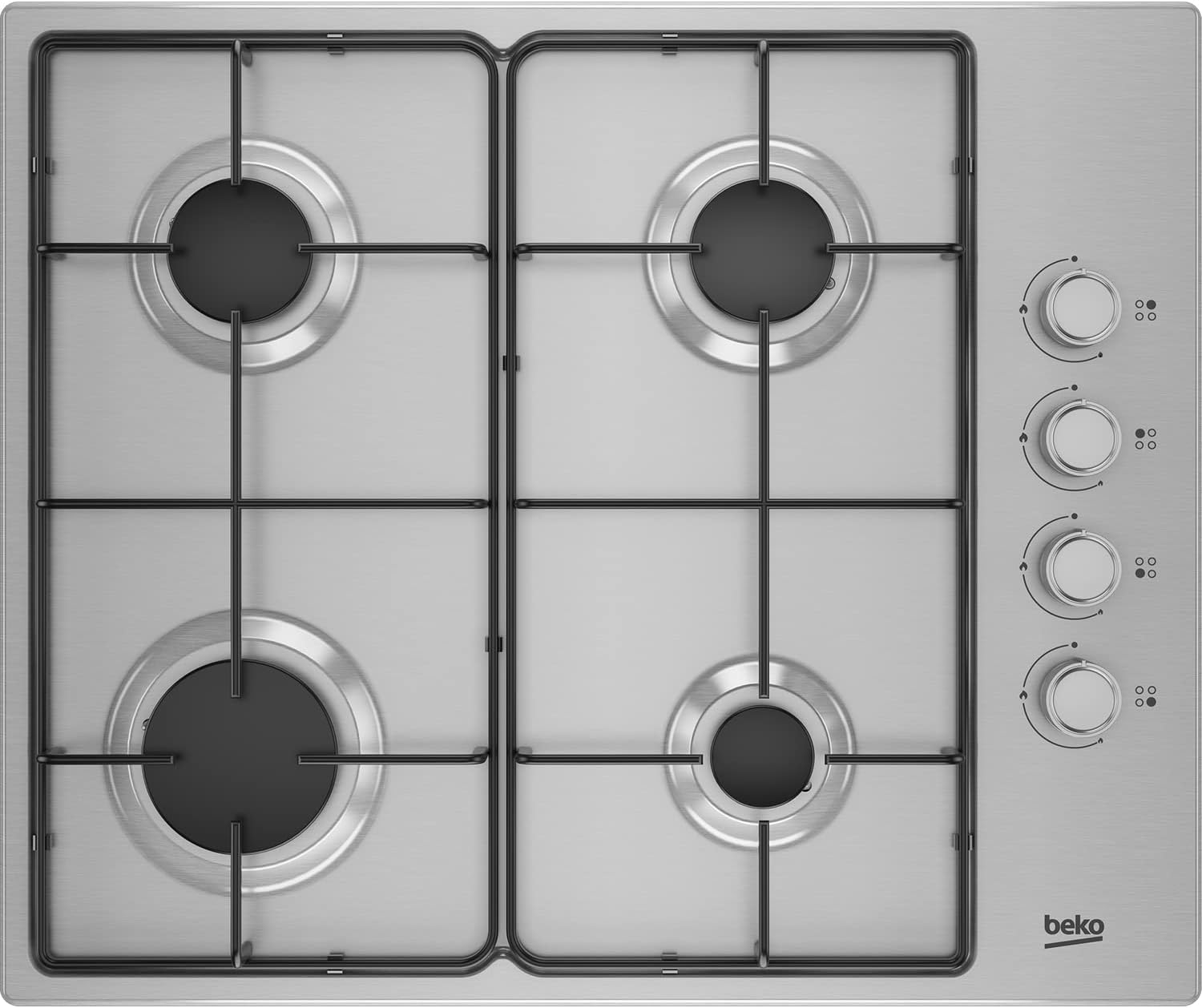 Beko 60cm 4 Burner Gas Hob - Stainless Steel.