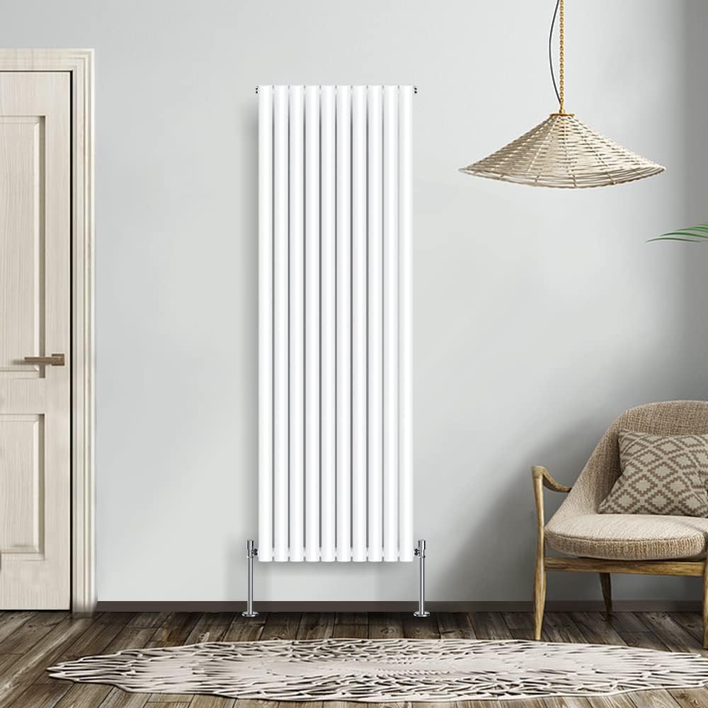 NRG Modern Radiator Black 600x590mm Single Oval Panel Heater Interior Designer Horizontal Bathroom Radiators.