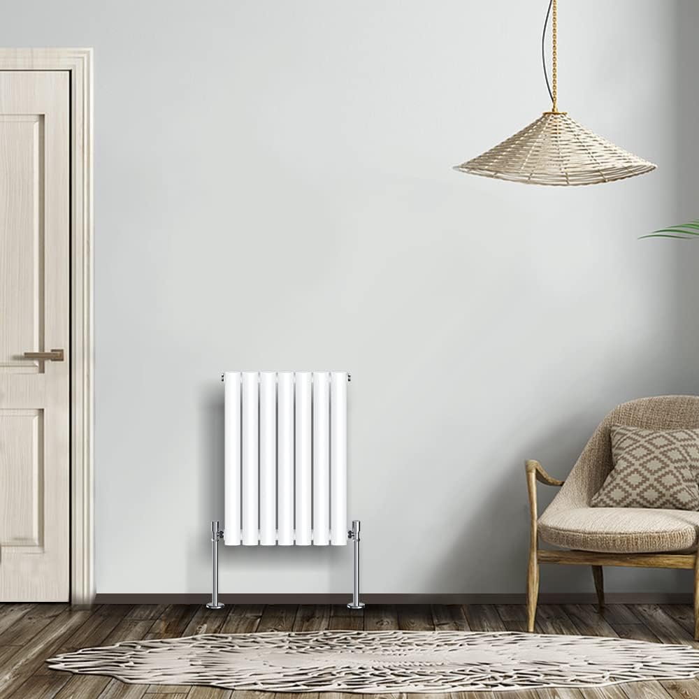 NRG Modern Radiator Black 600x590mm Single Oval Panel Heater Interior Designer Horizontal Bathroom Radiators.