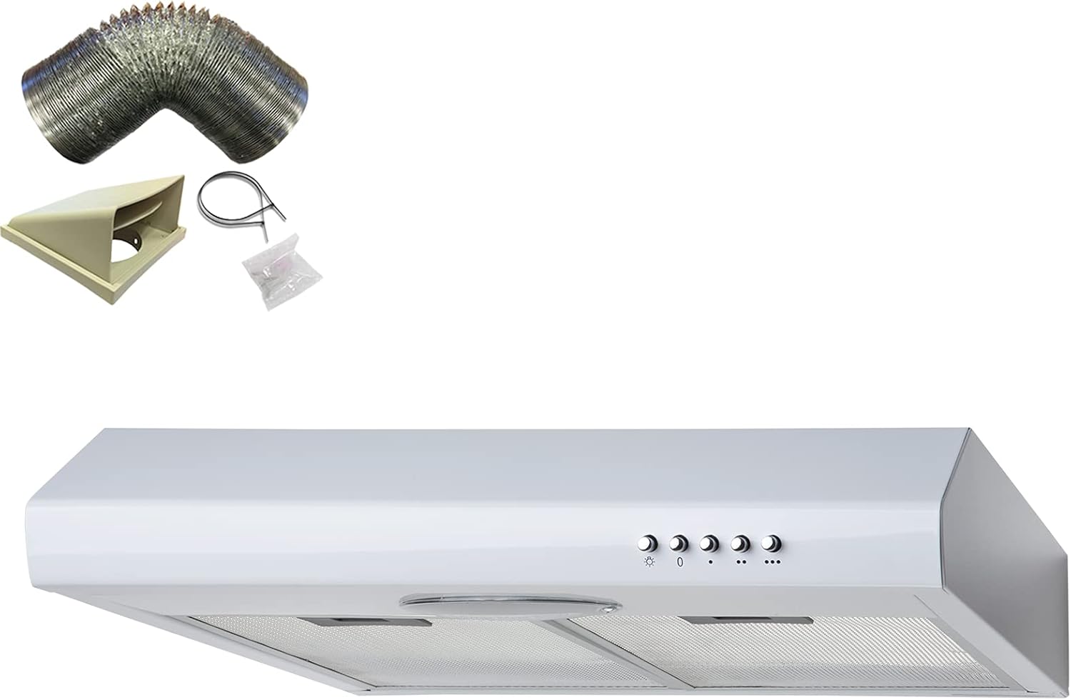 SIA STE50WH 50cm White Slimline Visor Cooker Hood Extractor Fan & 3m Ducting.