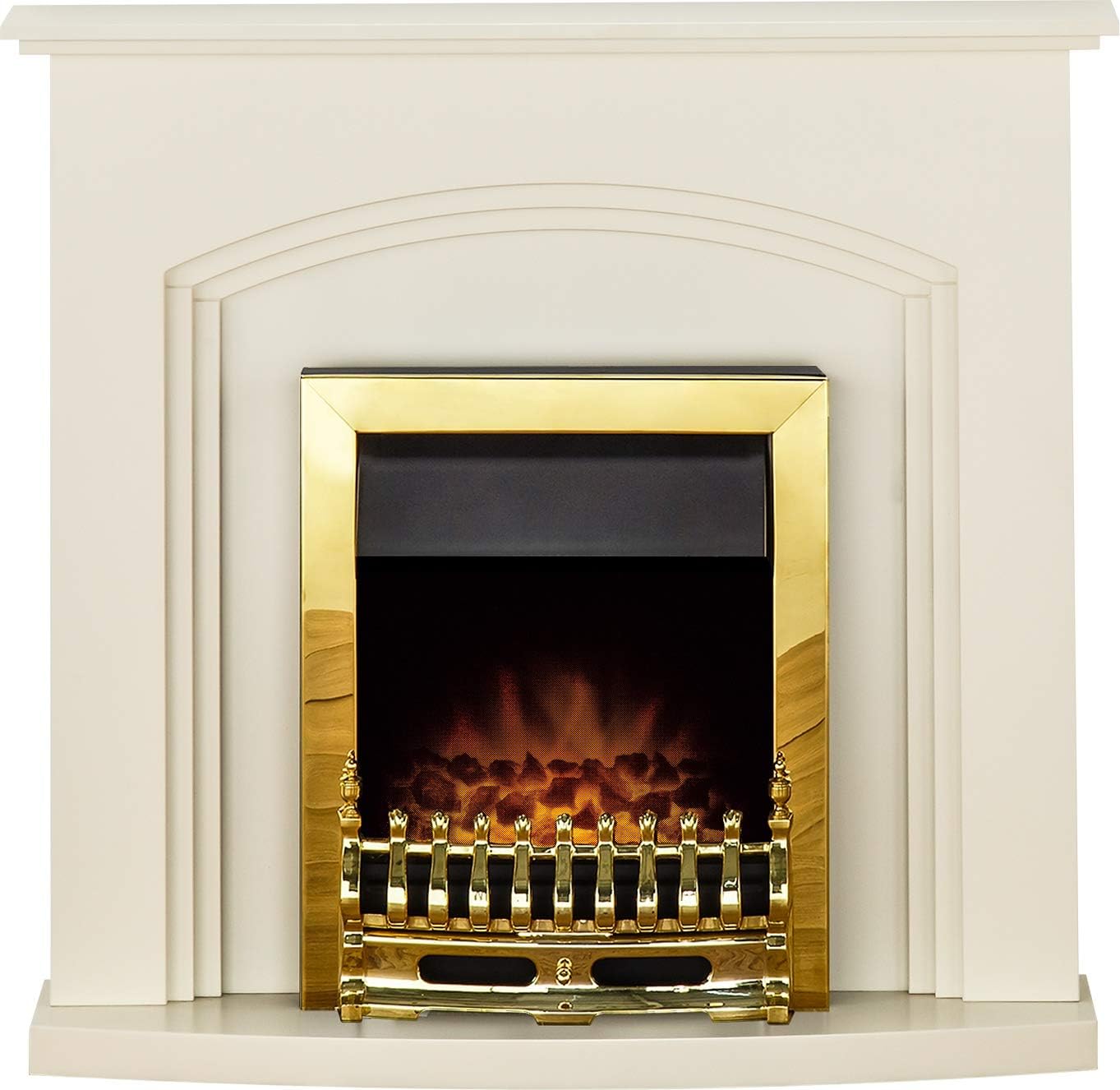 Adam Truro Fireplace Suite in Cream with Blenheim Electric Fire in Brass, 41 inch.