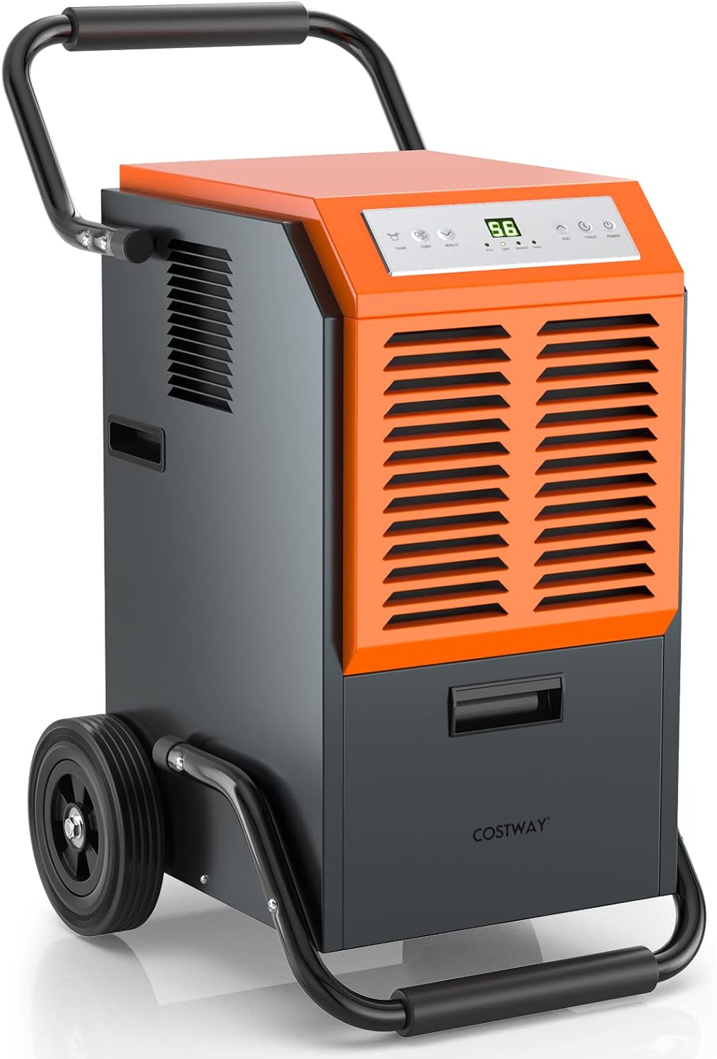 COSTWAY 63L/24h Commercial Dehumidifier, Industrial Air Dehumidifiers Building Dryer with 5.5L Water Tank & Drainage Pipe (Air Circulation 264m3/h, Auto Start, Auto Off, Auto Defrost, Timer 24h).