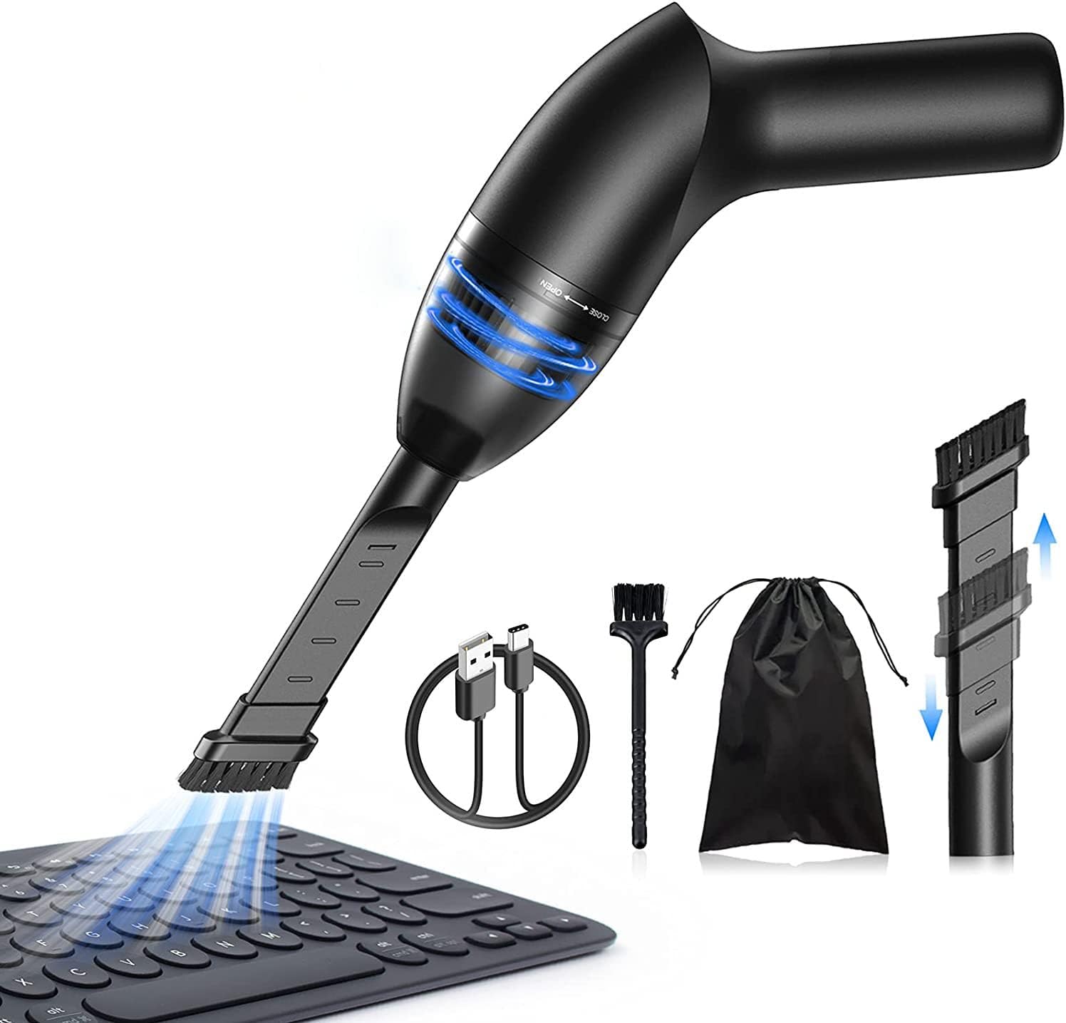 HONKYOB Keyboard Cleaner Mini Vacuum for Desk, Handheld Cordless Computer Vacuum Rechargeable for Cleaning Hairs, Crumbs for Desktop, Piano, Car Interior & Sewing Machine Clean,with LED Light.