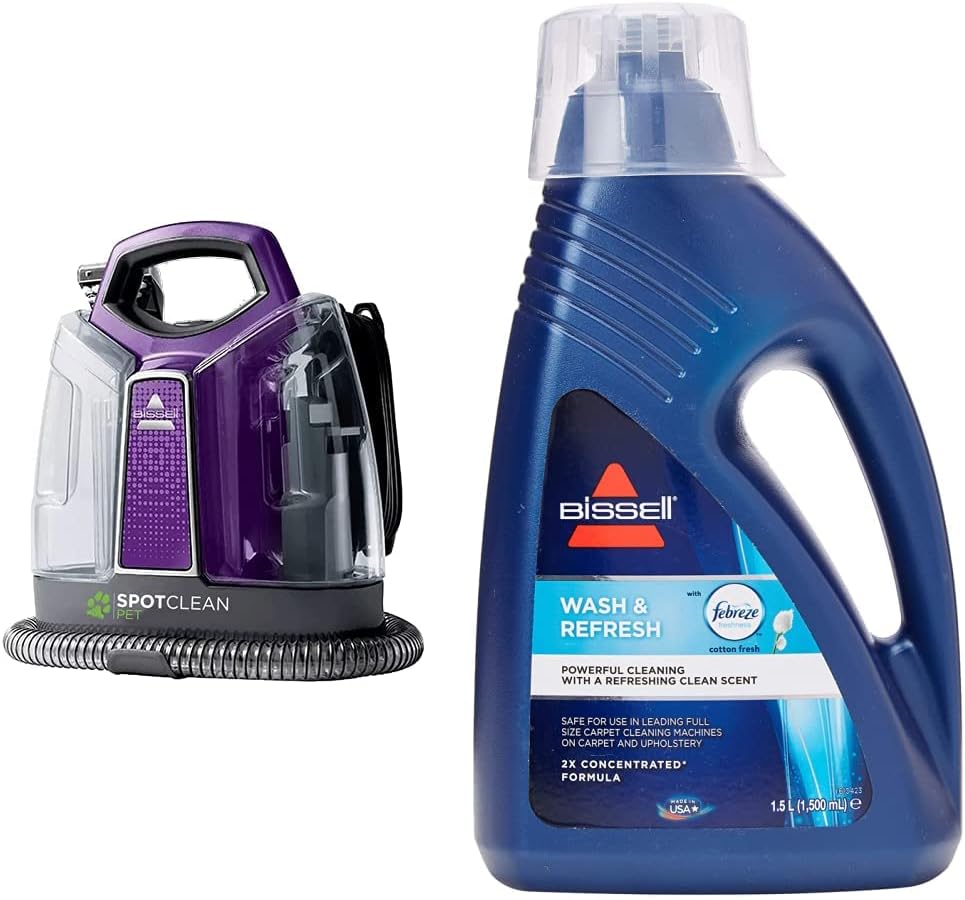 BISSELL SpotClean Pet Portable Carpet Cleaner | Remove Spots, Spills & Stains & Cotton Fresh Formula | For Use With All Leading Upright Carpet Cleaners | With Febreze Freshness | 1079E.