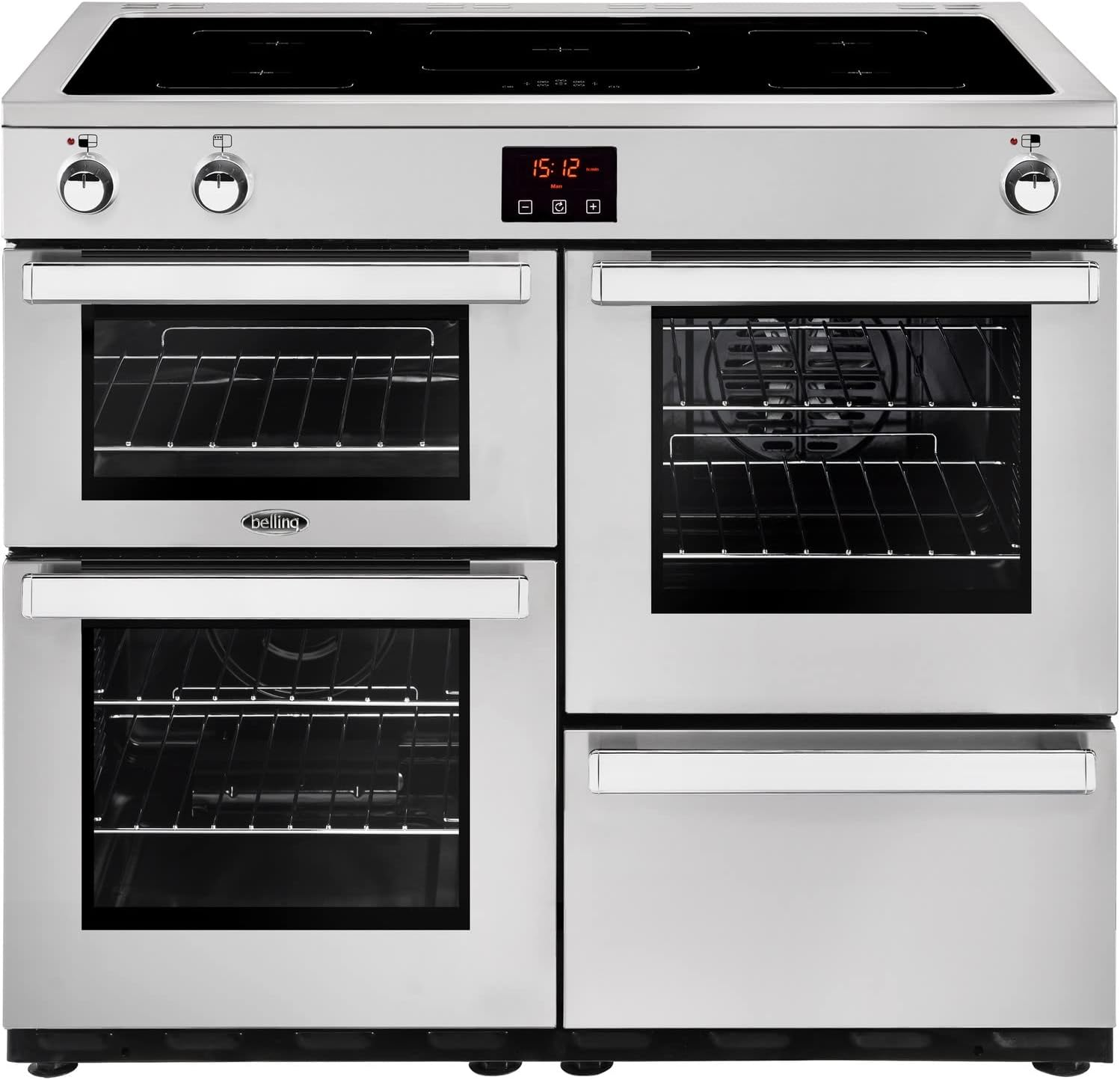 Belling Cookcentre 100Ei Professional 100cm Electric Induction Range Cooker - Stainless steel.