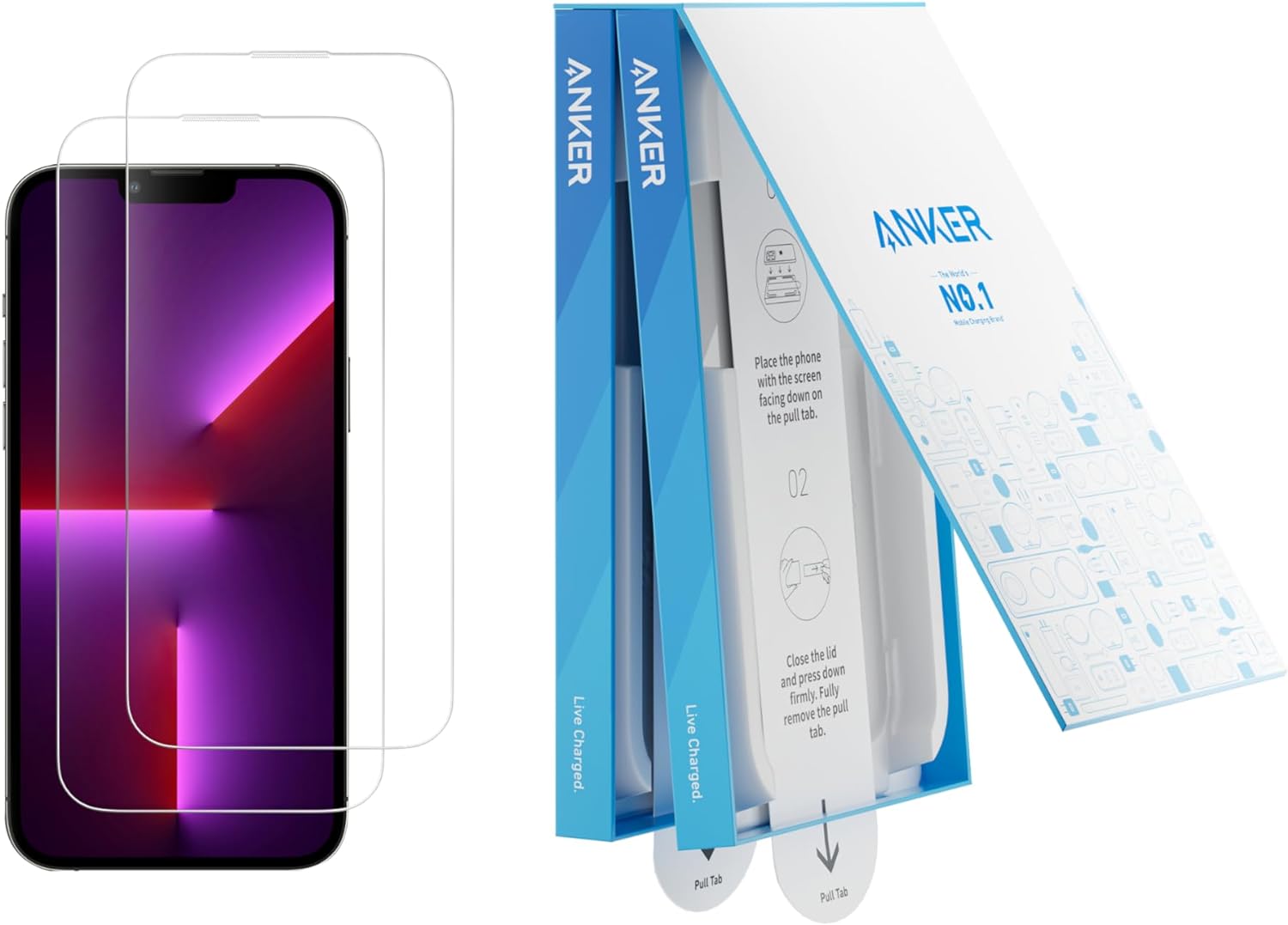 Anker Screen Protector for iPhone 15, Bubble-and-Dust-Free iPhone HD Tempered Glass, Durable and Drop-Proof with 9H Hardness, Easy Installation Exclusively for iPhone 15 (2-Pack).