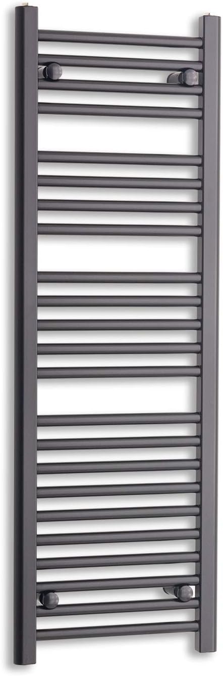 companyblue 450mm Wide Black Heated Towel Rail Radiator Flat Ladder for Stylish Bathroom (450 x 800 mm).