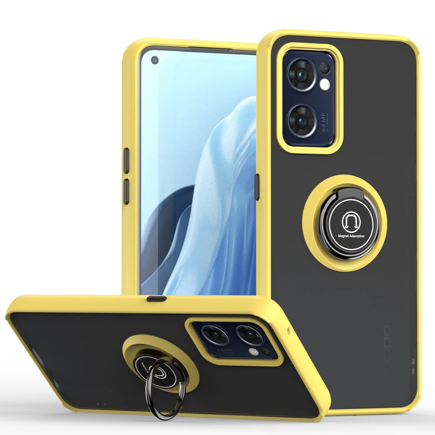 XINYEXIN Compatible with Oppo Find X5 Lite OPPO Reno7 5G 6.43" Case with Ring Holder, PC +TPU Shockproof Bumper Case Protective Cover - ArmyGreen.