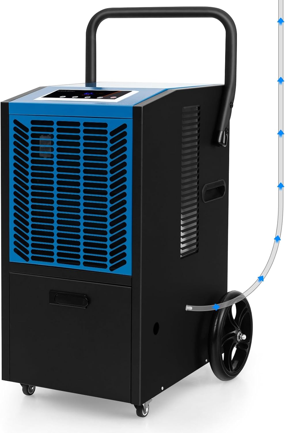 COSTWAY 66L/Day Commercial Dehumidifier, Industrial Air Dehumidifiers Building Dryer with Pump, 24H Timer, Auto Defrost, Memory Starting, LED Display, Wheels & Handle, Air Circulation 210m3/h.