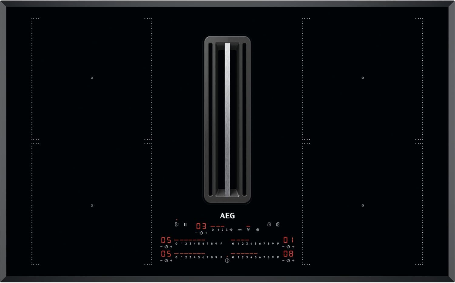 AEG CCE84751FB 8000 Series 83cm 4 Zone Venting Induction Hob With Double Bridge Zones - Recirculation Only.