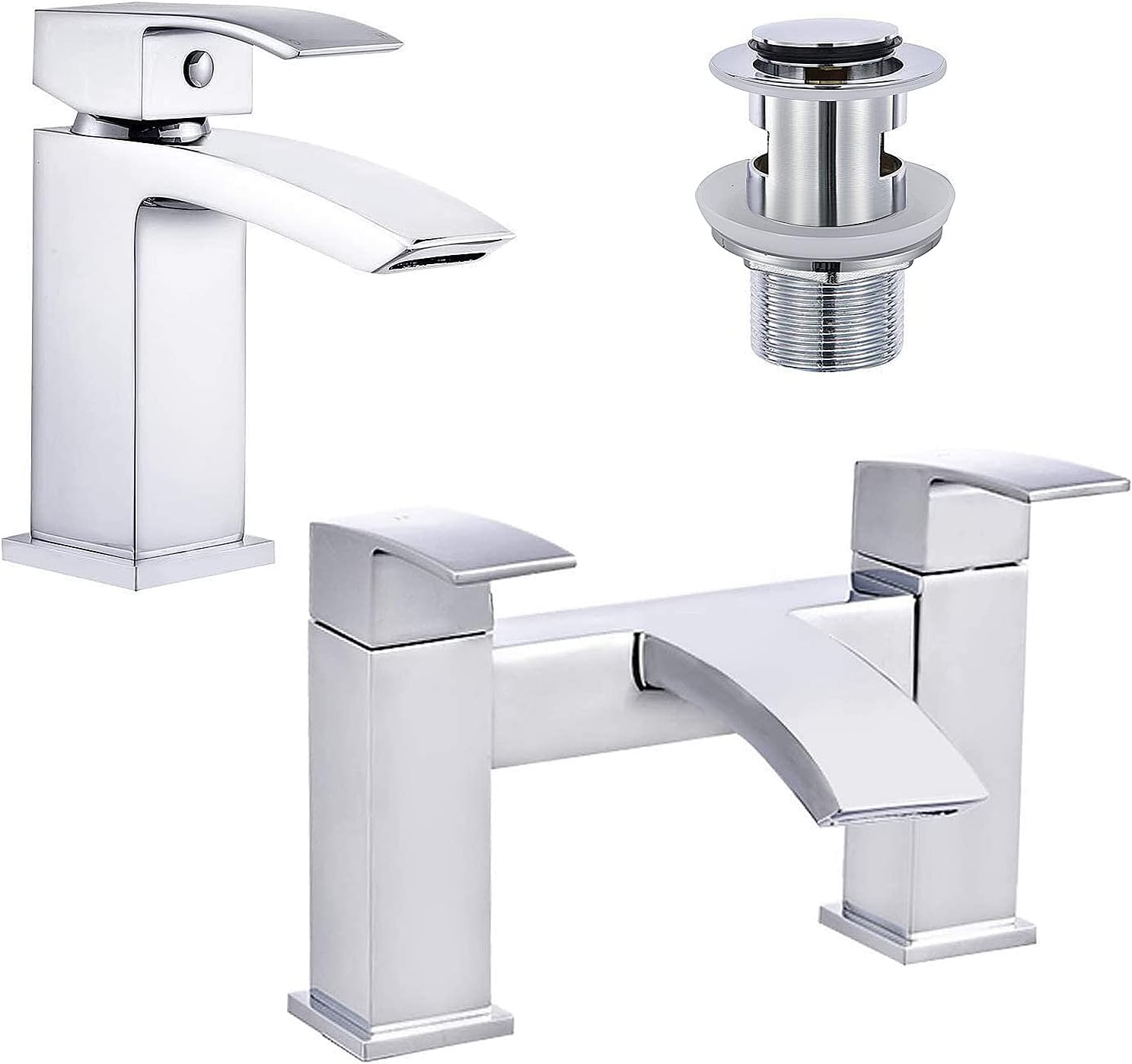 Celala Bathroom Waterfall Basin Taps with Pop-up Waste and Square Bath Taps Set Chrome Brass Sink Mixers         Import  Single ASIN  Import  Multiple ASIN    ×Product customization        General   Description   Gallery   Reviews Variations Additional de.