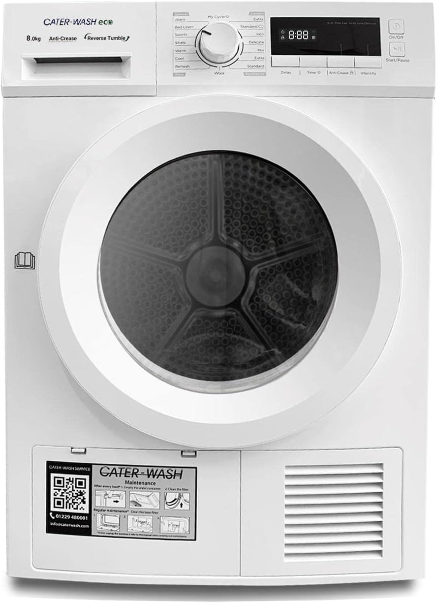 Cater-Wash ECO 8.0kg Heat Pump Condenser Tumble Dryer - A++ - 16 Drying Programmes - White - CK8508 (UK mainland del only).