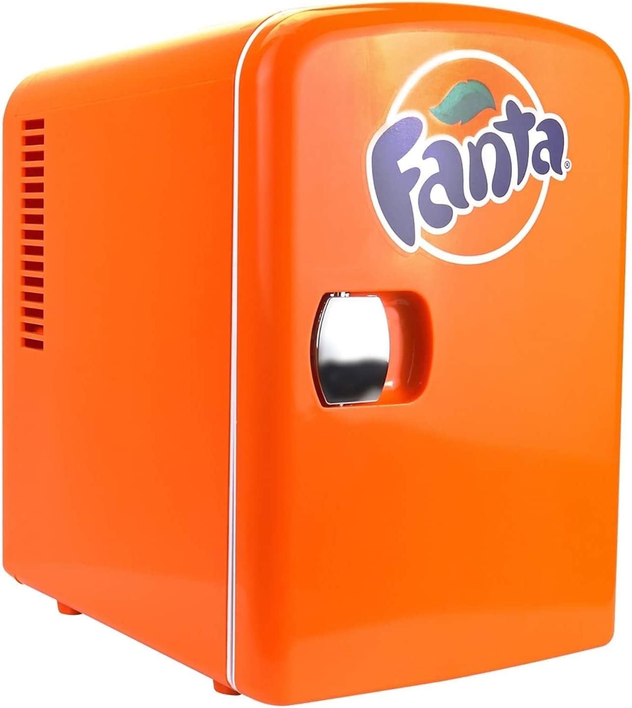 Coca Cola Fanta Mini Fridge For Bedrooms 4L Small Fridge 6 Can Table Top Fridge Quiet Mini Fridges For Skincare Food Drinks Kids Home Car & Travel 12v Portable Cooler Warmer Refrigerator, Orange.