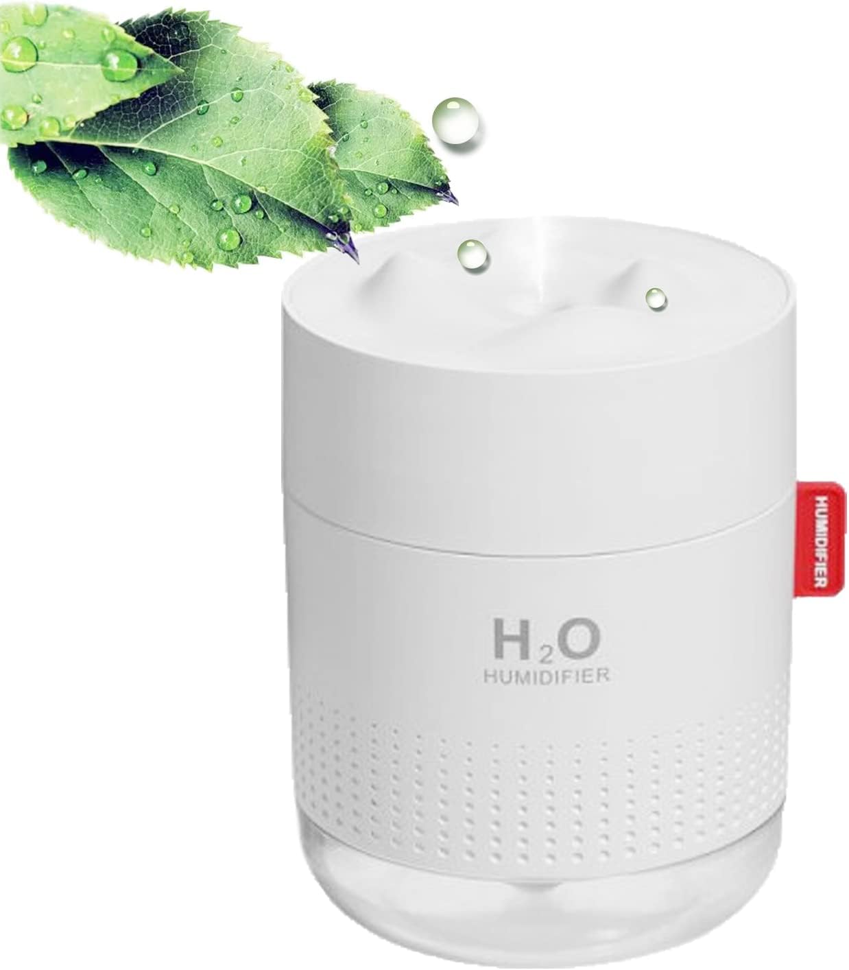 Plants Humidifier , Silent Portable Humildifier , 500ML Quiet Air Humidifier with Two Adjustable Mist Mode and with Night Light , Waterless Auto-Off , for Bedroom/Office/Baby Bedroom /Plants.