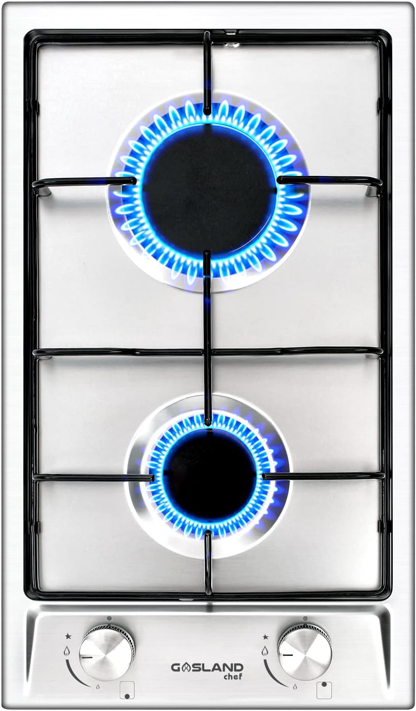 GASLAND GH12BF 30cm Built-in Gas Hob, Black Tempered Glass Gas Cooktop, 3.4kW Triple Ring Burner, NG/LPG Convertible.