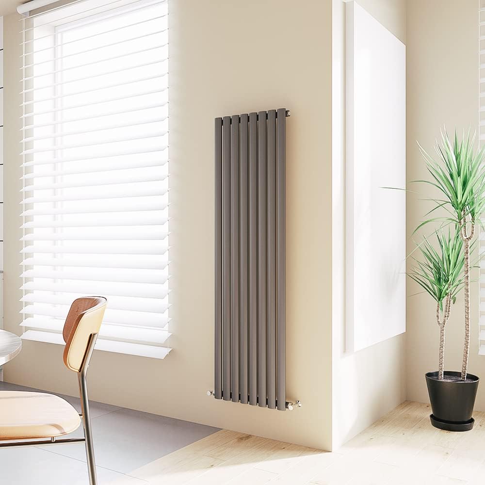 Horizontal Radiator Oval Column Designer Central Heating Rad 600x1593mm Double Anthracite.