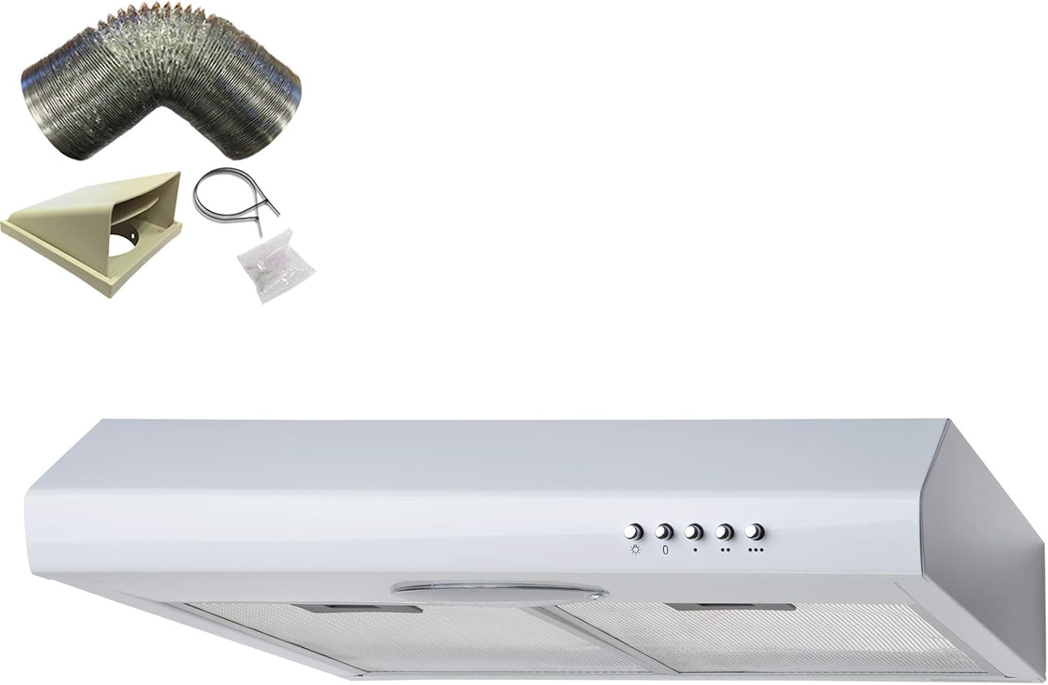 SIA STE50WH 50cm White Slimline Visor Cooker Hood Extractor Fan & 1m Ducting.