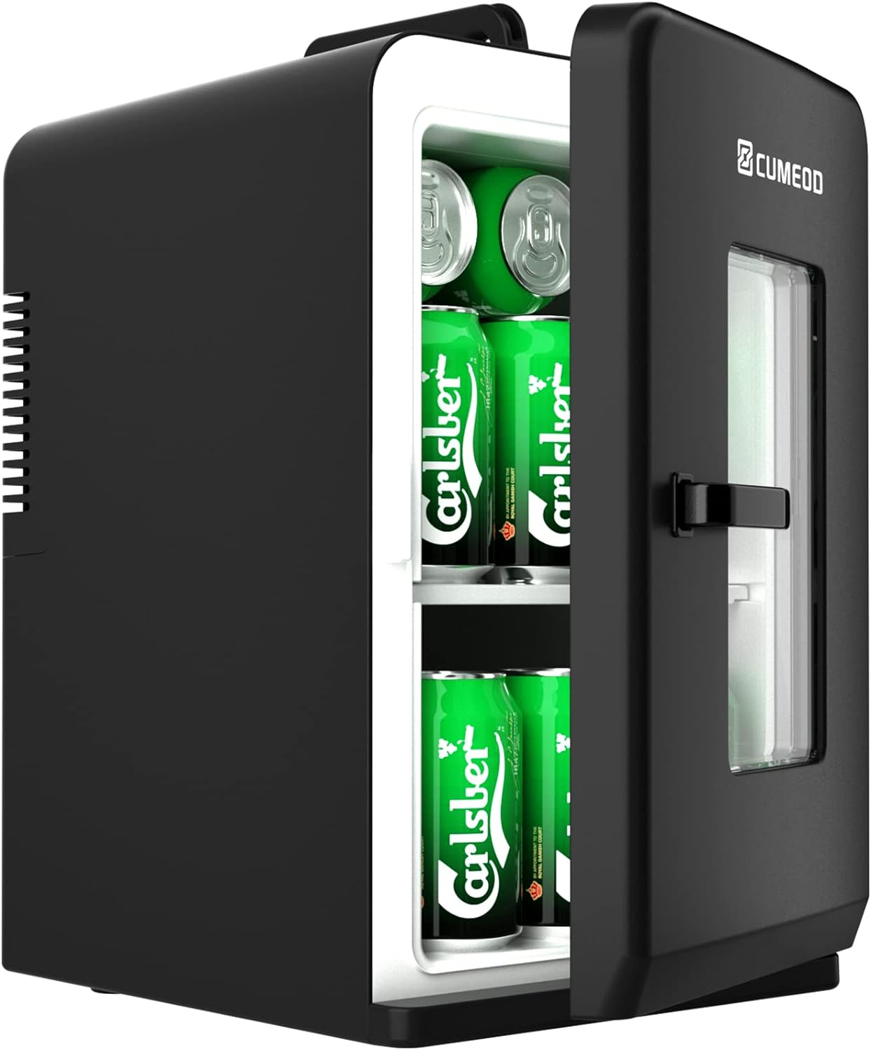 Mini Fridge 15 Liter/21 Cans, Upgrade Portable AC+DC Power Small Fridge for Bedroom, Car, Office, Thermoelectric Cooler and Warmer Skincare Fridge for Food, Drinks, Cosmetics, Max & ECO Mode.