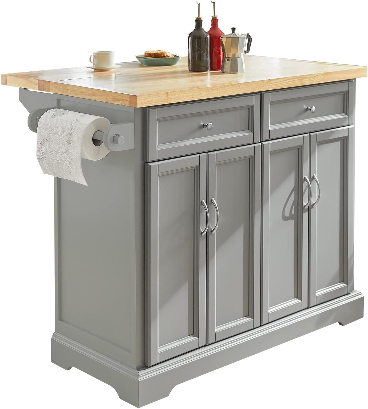 SoBuy FKW71-HG, Extendable Kitchen Storage Trolley Kitchen Cabinet Cupboard Sideboard Kitchen Island.