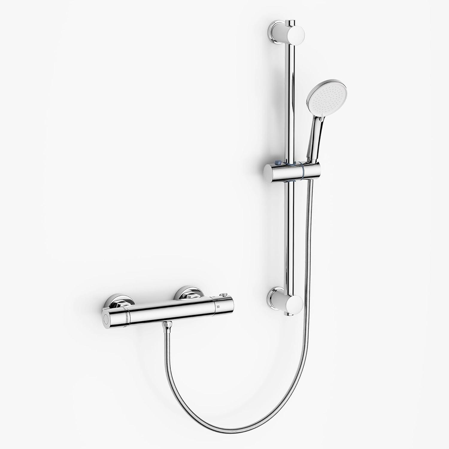 MORADO Thermostatic Shower Mixer,Thermostatic Shower Bar,Wall Mounted Shower Mixer Bar,Mixer Shower Bar with Anti-Scald Control Valve, Chrome, Brass.