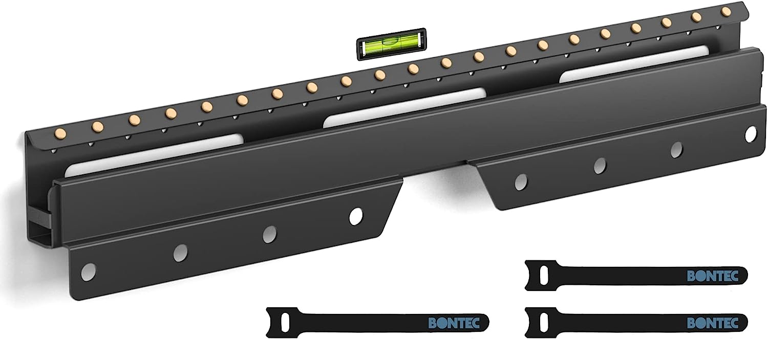 BONTEC No Stud TV Wall Bracket for 26-55 inch LED LCD OLED Plasma Flat/Curved TVs, No Drill TV mount with Max VESA 400x400mm, Plasterboard Studless TV Wall Mount, Bubble Level and Cable Ties Included.