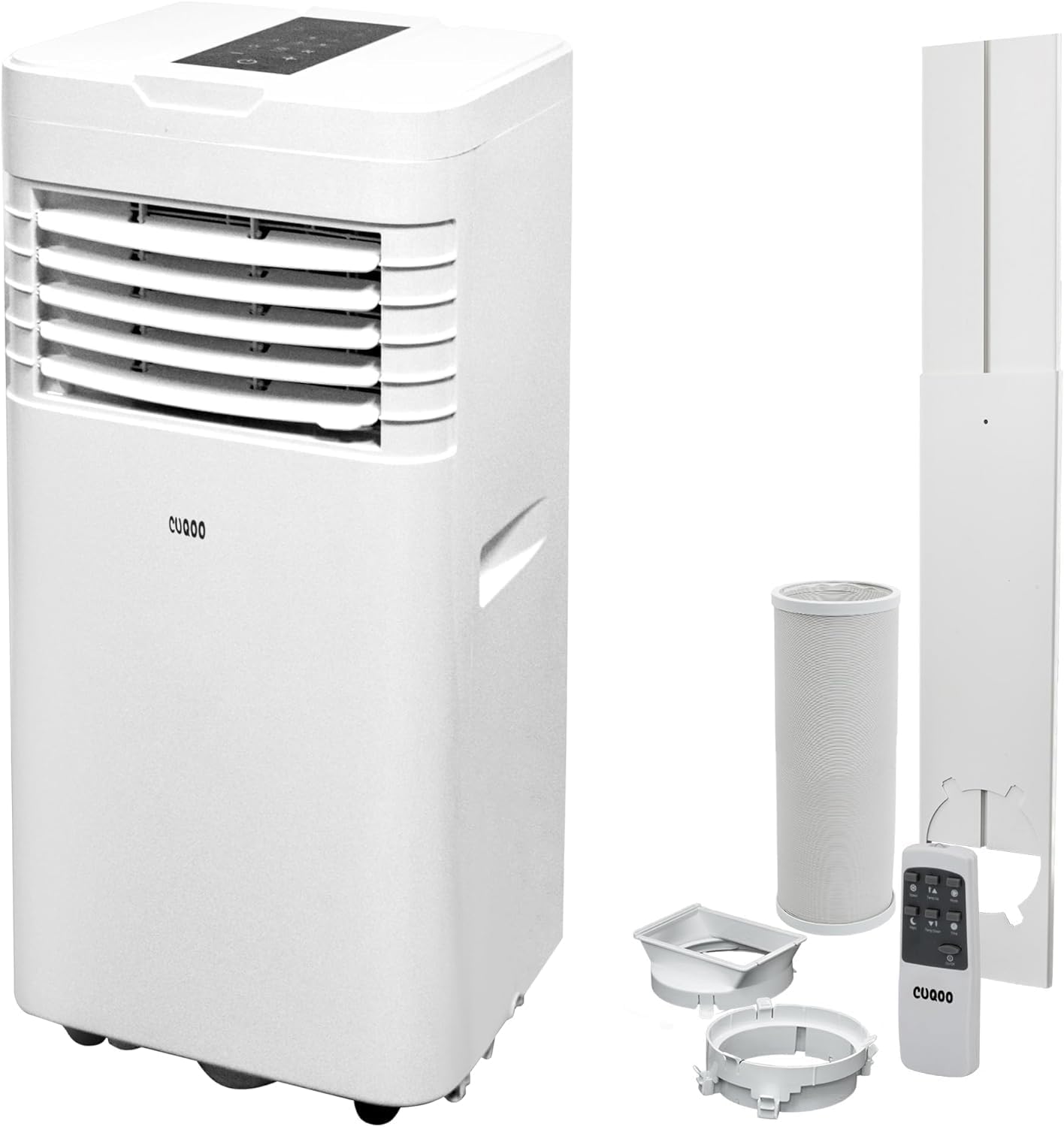 CUQOO Portable Air Conditioner - 9,000 BTU Energy-Efficient Air Conditioning Unit - 4-in-1 Air Cooler, Dehumidifier with Remote & Digital Display - 24-Hour Timer, Sleep Mode.