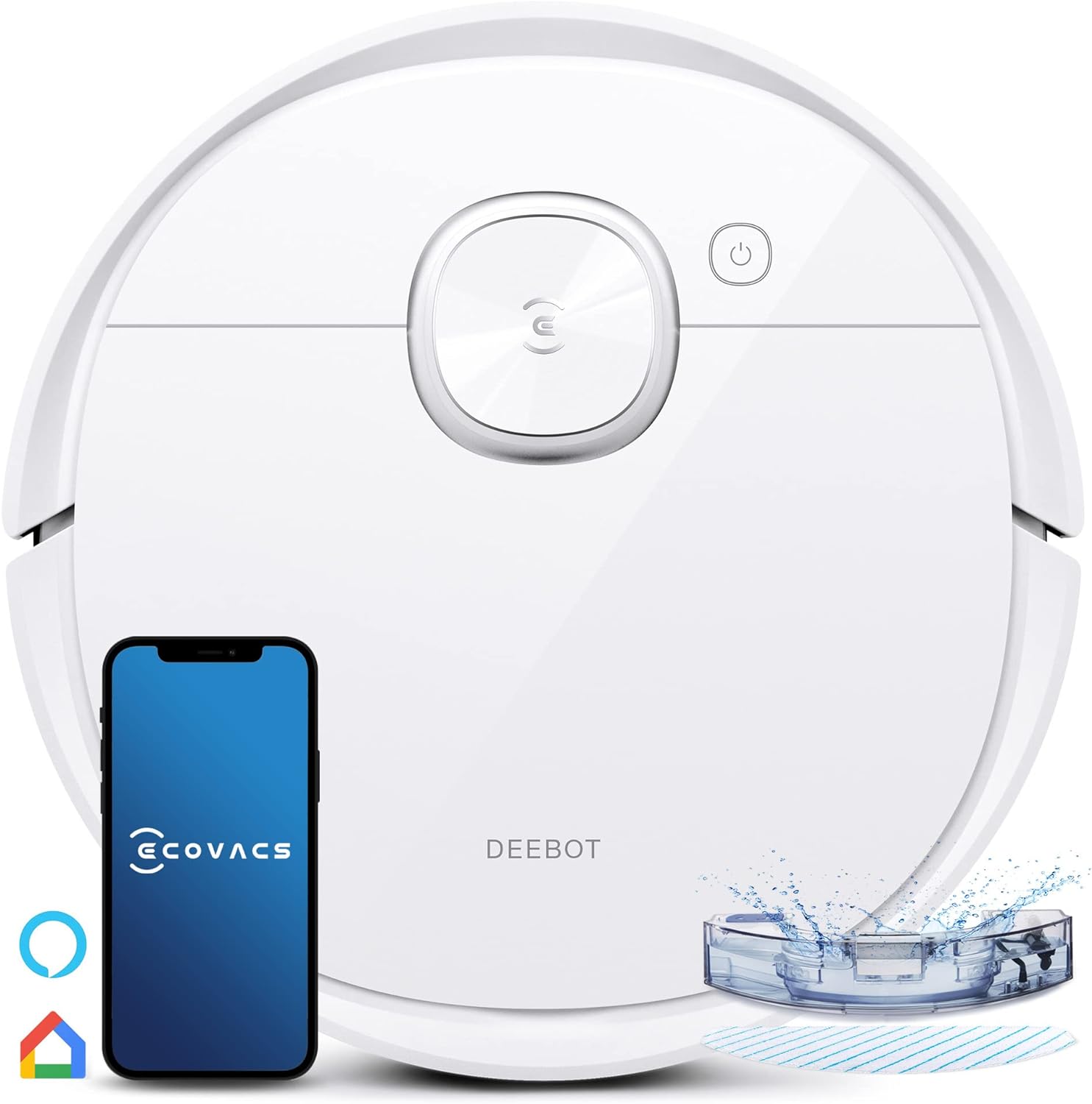 ECOVACS DEEBOT T9 Robot Vacuum Cleaner with Mop 3000 Pa, Smart Obstacle Avoidance, OZMO™ Pro 2.0 Oscillating Mopping, TrueMapping 2.0 dToF Navigation, 3D Mapping.