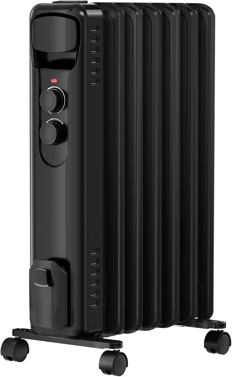 RWFlame 1500W Oil Filled Radiator with 3 Power settings,7 Fins Portable Electric Heater, Overheat Protection and Adjustable Thermostat for Home and Office (Black).