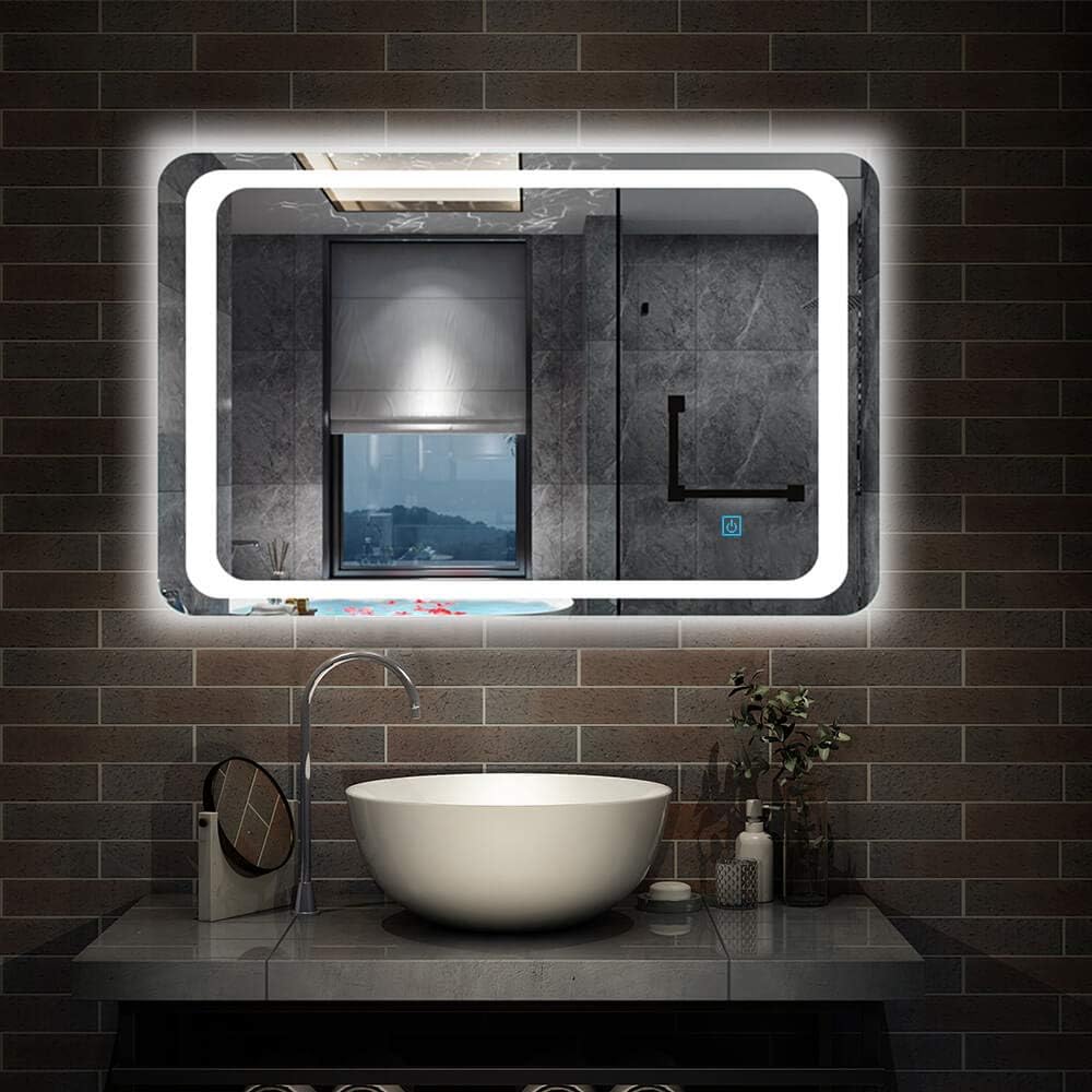 Xinyang 700x500 Bathroom Wall Mirror with LED Lights,with Demister Pad,Touch Sensor,IP44,Landscape or Portrait.