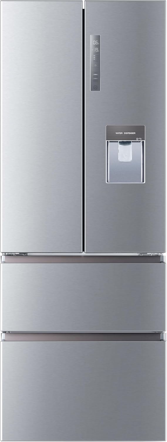 Haier HFR5719EWMP Non-Plumbed Total No Frost American Fridge Freezer - Platinum Inox - E Rated.