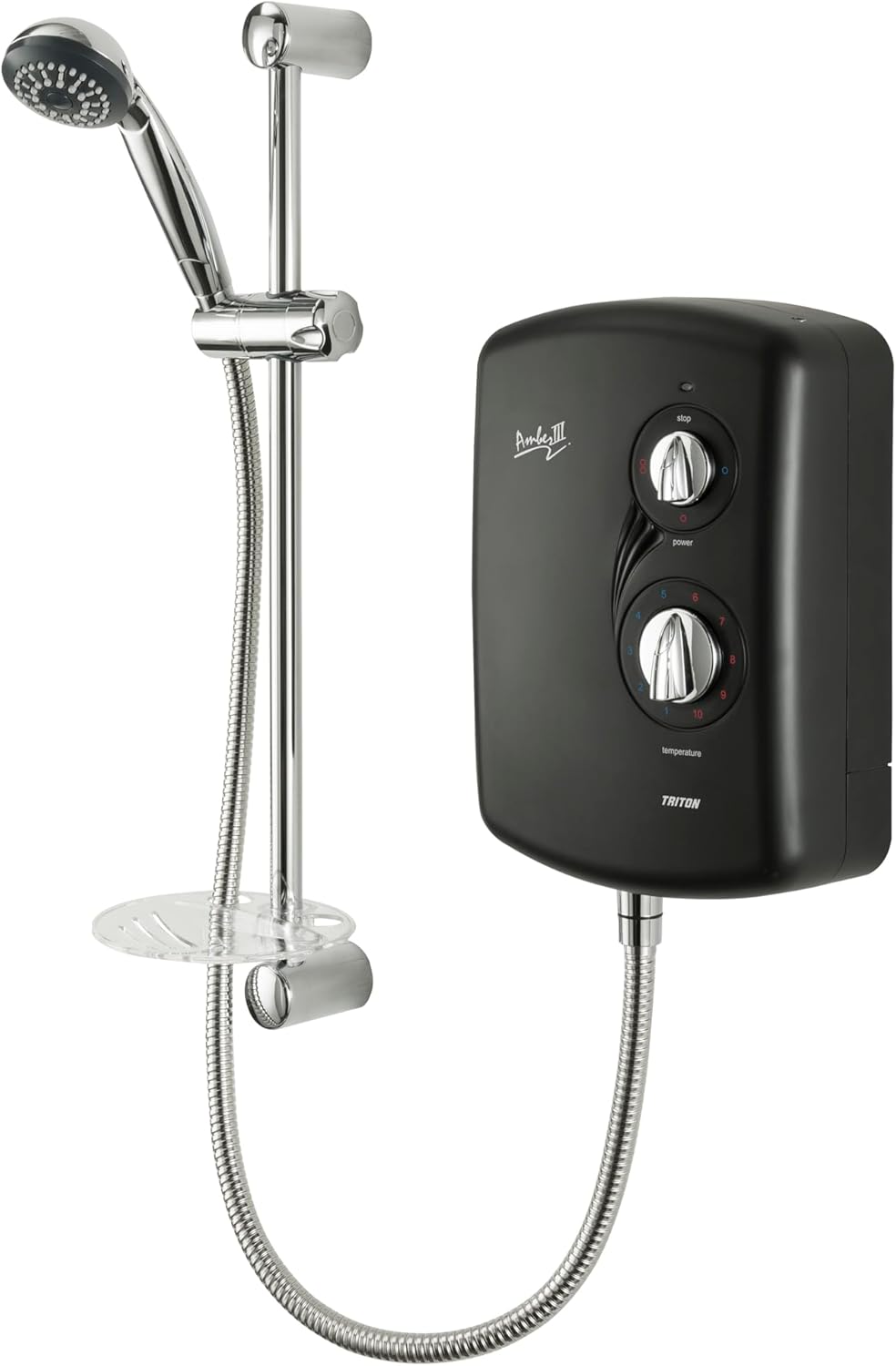 Triton Showers Amber 3 | Shower Electric | 9.5 KW I Black I Electrical Showers | Replacement Shower | Anti Twist Hose | Best Electric Shower Units Bathrooms.