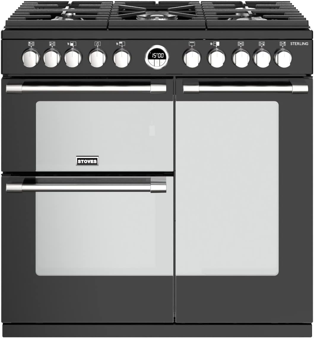 Stoves Sterling S900DF 90cm Dual Fuel Range Cooker - Black.