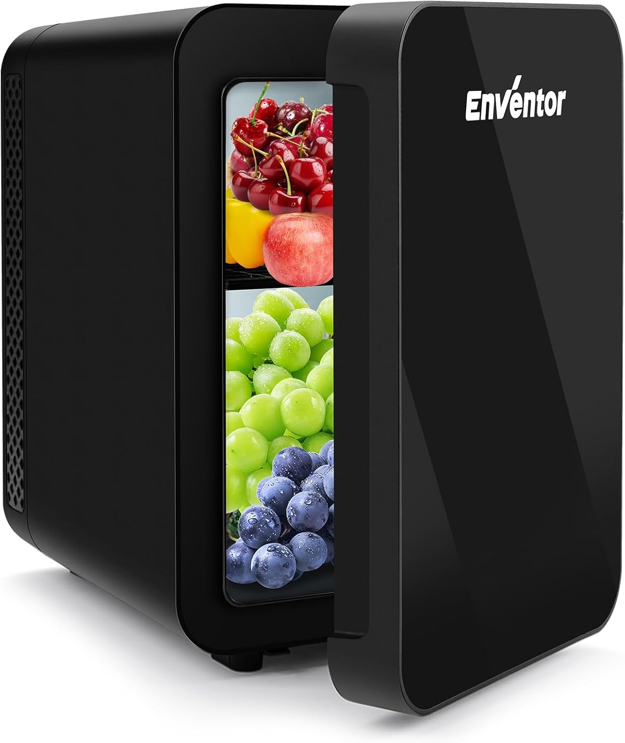 Enventor Mini Fridge 4 Litre / 6 Can, AC+12V DC Power Cooler and Warmer, Portable Mini Fridge for Bedrooms, Car, Travel, Drinks, Skincare (Black).