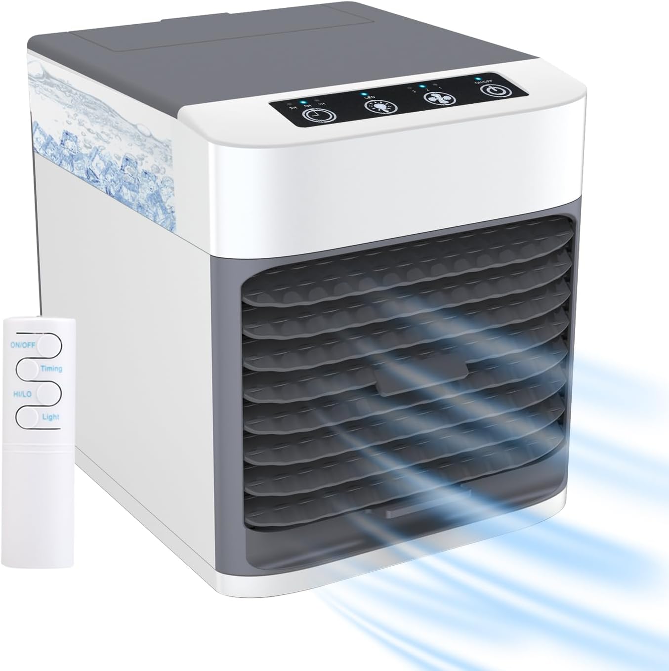 JingZhouYang Personal Portable Air Conditioner and Humidifier – Purifying Filter Cleanses Air of Bacteria and Dust Particles, Blue LED Night Light Feature, 3 Speed Levels for Every Situation.