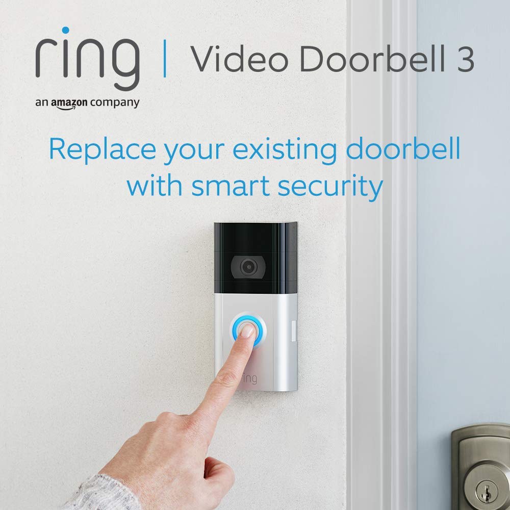 Certified Refurbished Ring Video Doorbell 3 by Amazon | Wireless Video Doorbell Security Camera with HD video, improved motion detection, battery-powered and easy installation Plan.