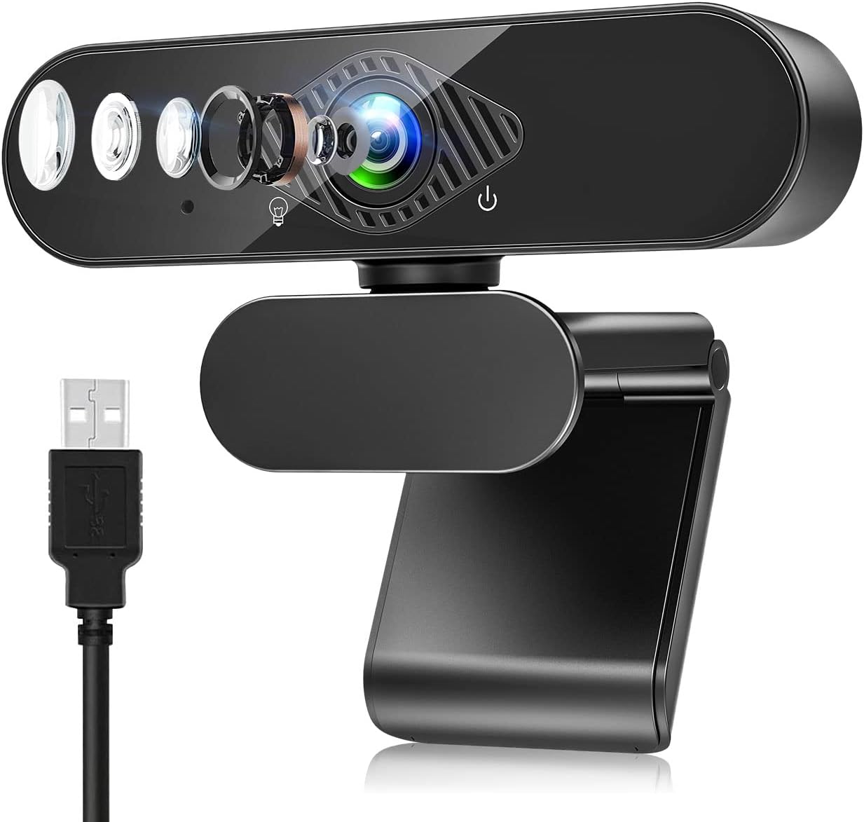 Dancial USB Webcam, 1080P Streaming Webcam with Microphone for PC,MAC, Laptop, Plug and Play Web Camera for Youtube,Skype Video Calling, Studying, Conference.